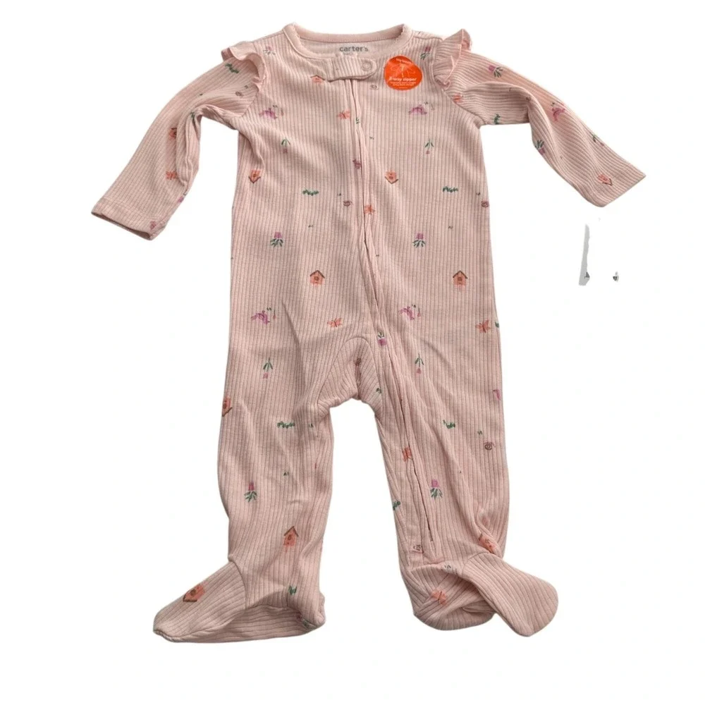 Baby Girls 2-Piece Outfit Set Carters Floral Footed Sleeper Cat Jack Romper 6-9M